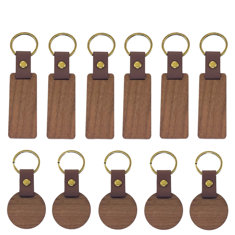 Solid Walnut Wood Custom Keychains Handcrafted