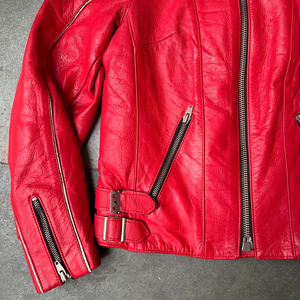 Jaket Balap Vintage Merah Berkualitas Tinggi Khusus Pria Kulit Asli dengan Patch Chenille Bordir Gaya Vintage Chaquetas - Product Image 6