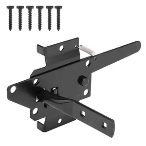 Heavy Duty Self-Locking Gate Latch for Wooden Fence, Post Mount Automatic Gate Lock Gravity Door Latch Hardware