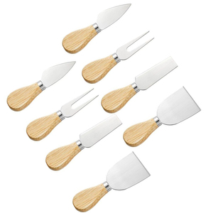 Ensemble de 8 couteaux à fromage en acier inoxydable écologique de haute qualité avec poignées en bois Coupe personnalisable en gros disponible - Product Image 2