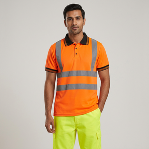 Vêtements de travail de sécurité réfléchissants haute visibilité en polyester 100% en gros, t-shirt polo haute visibilité, vêtements de travail à deux sangles, chemise de travail - Product Image 1