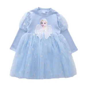 Çin fabrika sağlamak kız elbise 2022 sonbahar için yeni tasarım çocuk prenses elbise bebek gazlı bez tutu elbise