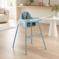 Chaise haute pour bébé certifiée CE, personnalisable, réglable en hauteur, avec cadre en plastique et acier, et support pour les pieds.