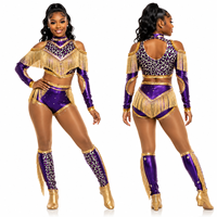 Uniforme de majorette personnalisé à franges dorées motif léopard, 3 pièces, découpé, manches longues, pour compétition et scène, couleur personnalisée OEM