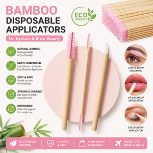 Brosses à cils et à lèvres jetables en nylon avec manche en bambou écologique – Vente en gros - Product Image 1