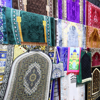 Tapis de prière musulman personnalisé 100 % polyester, tapis épais et doux, tapis de prière islamique turc, tapis de voyage persan, ensemble de tapis organiques