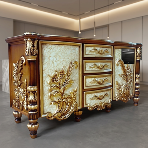 Luxury French European Carved Solid Wood Gold <b>Sideboard</b> Console Cabinet Classic Baroque Storage for Living Room Dining Room - Product Image 3