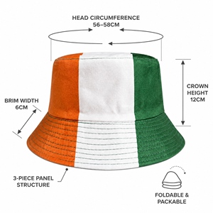 Chapeau Bob Unisexe Drapeau Irlandais pour l'Été, la Plage, les Voyages, la Pêche – Orange, Blanc, Vert avec Broderie en Tissu - Product Image 4