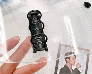 Carpeta de Anillas HT Mini A8 de PVC con 3 Anillas, Funda con Bolsillo para Cuaderno, Bolsa para <span class=keywords><strong>Sobres</strong></span>, Tarjetas, Fotos y Colección de Uñas Postizas - Product Image 3