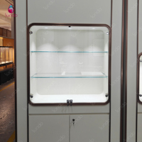 Loja de Joias de Luxo Personalizada Sundo, Design de Interiores, Vitrine de Vidro com LED em Creme Dourado, Mobiliário para Loja