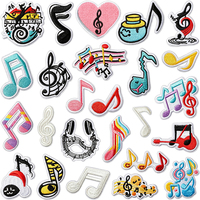 En gros, patchs brodés et appliques thermocollantes assortis à motifs musicaux de groupe rock, clé de sol, guitare et symboles musicaux pour vêtements et chapeaux