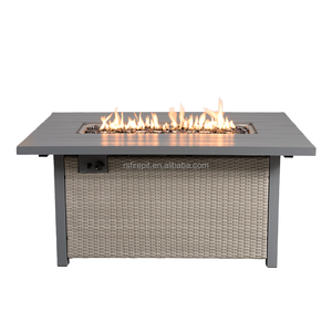 موقد غاز من الروطان مستطيل الشكل مقاس 54 بوصة طراز RS-R54001D + موقد سطح طاولة من الألومنيوم النقي، دفاية خارجية، حفرة نار تعمل بالغاز للاستخدام في الهواء الطلق - Product Image 4