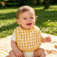 Bavoirs pour bébé en gaze super douce, absorbants, imperméables, de luxe, teints en pièce, à motif écossais animalier, avec bord festonné, en pur coton, vente en gros