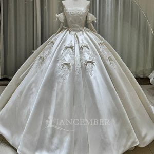 Lsoy031 Modern Ball Gown Princess Spandex/Polyester <b>Wedding</b> Dresses off the Shoulder Bow Chapel Train Bridal Gowns for - Product Image 4