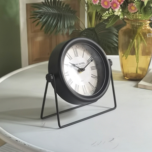 Reloj de Escritorio de Metal Negro Retro Vintage Hecho a Medida para Decoración del Hogar con Diseño Industrial - Product Image 3