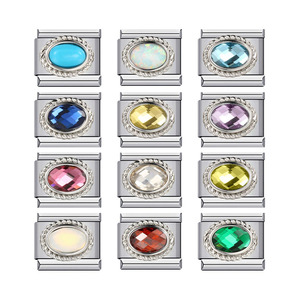 DIY 9MM Accessories Birthstone Elastic Handmade Modular Italian Charm Stainless Steel Fashion Jewelry Bracelets for <b>Men</b> Women - Product Image 1