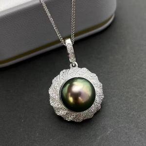 Accessoires en perles DIY, pendentif en argent S925, support vide, pendentif de collier tendance avec perles de 10-13 mm, composants de bijoux - Product Image 3