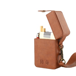 smoking accessory Anti-Scratch PU Leather Protective Storage Case Cigarette Box with Lighter Holder