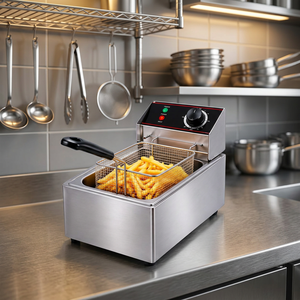 Friteuse électrique AFS Equipments 8L en acier inoxydable de qualité commerciale 2,5KW, cuisson rapide, usage en restaurant - Product Image 2