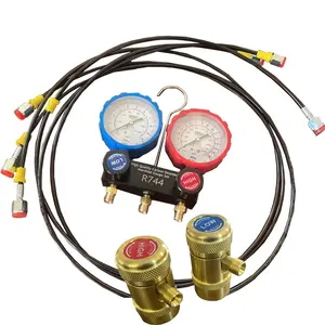 2 way manifold gauge for CO2 R744 Refrigerant Manifold Gauge SET with 150cm hose