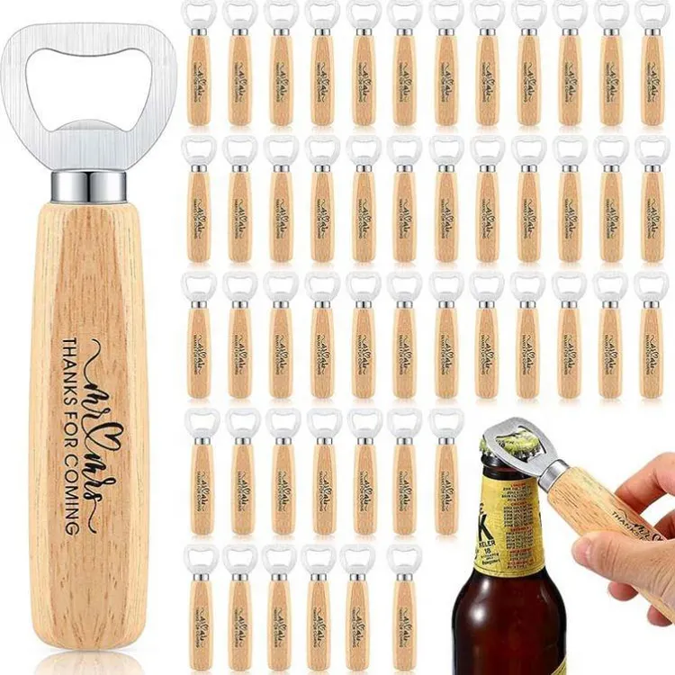 Wholesale Price Customize Blank Laser Engrave Beer Bottle Opener Wood Bottle Opener With Wooden Handle