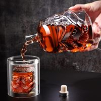 Ensemble de carafe à whisky avec 2 verres en verre robuste, capacité de 750 ml - Marque TX pour le scotch, le bourbon, la vodka - Cadeau pour la fête des patrons - Cadeau pour papa