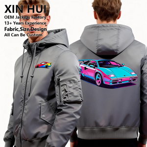 เสื้อแจ็คเก็ตบอมเบอร์ผู้ชายแบบยาวทรงหลวมสำหรับฤดูหนาว  พร้อมโลโก้สั่งทำพิเศษ กันน้ำ มีฮู้ด สไตล์นักบิน สตรีทแวร์ กันลม แนววาร์ซิตี้ เทคแวร์ - Product Image 2