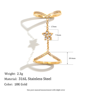 Anillo de Doble Capa con Flores Dreamshow, Chapado en Oro, Joyería de <span class=keywords><strong>Moda</strong></span> 2026, Nuevo Producto en Venta, Personalización al por Mayor - Product Image 1