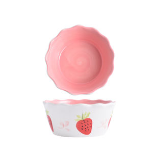 En gros Chinois Glaçure <span class=keywords><strong>Vaisselle</strong></span> <span class=keywords><strong>Pas</strong></span> <span class=keywords><strong>Cher</strong></span> Motif Fraise ensemble de <span class=keywords><strong>Vaisselle</strong></span> En Céramique - Product Image 4