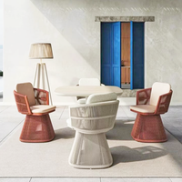 Chaises et tables de salle à manger en aluminium modernes et neuves pour patio, restaurant, jardin, café, meubles d'extérieur, chaises en corde tissée à la main