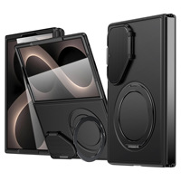 Coque de téléphone antichoc avec cache-objectif rabattable, anneau magnétique rotatif à 360° et béquille pour Samsung Galaxy Z Fold 8 Ultra 7 6 5