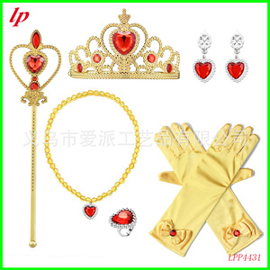 Guantes de Princesa Bella con Lazo de Satén Dorado y Diamantes de Imitación para Disfraces de Niñas - Product Image 2