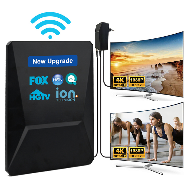 New Upgrade Smart HDTV Antenna Digital HD 4K 1080P Amplified 30dbi Long Range VHF/UHF Free Channel Outdoor Wall Mount Plastic