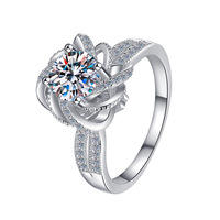 Bague en argent sterling S925 avec motif en spirale de dentelle, certificat GRA, moissanite ronde brillante couleur D VVS1, bague florale élégante pour femmes