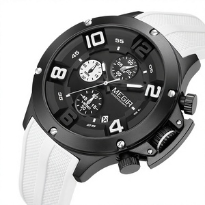 Reloj deportivo de cuarzo con cronógrafo y esfera con puntero de 47 mm para hombre, resistente al agua hasta 30 m, con correa de silicona y hebilla de pin - Product Image 2