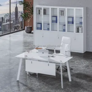 Mesa ergonómica gerente con cajonera 3 cajones estructura blanca en L tipo gerente escritorio de oficina