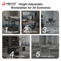 Bureau debout électrique en acier Henvo, modulaire, contemporain, à double moteur, silencieux, ergonomique, pour usage commercial, garantie 5 ans
