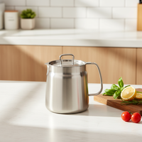 Pot à huile moderne et portable en acier inoxydable robuste de 1,5/2 L, grande capacité, filtre à huile polyvalent pour la cuisine et le camping