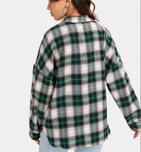 2026 Fashion Women Plaid Shirt Chic Checked Blouse Long Sleeve Print Shirts Loose Casual Outwear Vintage <strong>Checkered</strong> <strong>Tops</strong> - Product Image 2