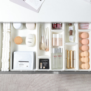 Organisateur de tiroir avec séparateurs pour cosmétiques et rouges à lèvres, boîte de rangement à compartiments empilables, organisateur de maquillage - Product Image 1