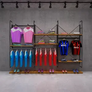 Großhandel Herren Sportbekleidung Kleidung Shop Innendesign individuelle Gold-Ladenzubehör Sportbekleidung Schauregal für Kleidung Laden