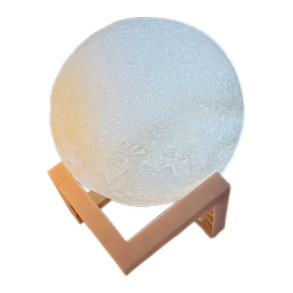 Lune blanche 8 cm + lumière chaude-base ABS-batterie au lithium