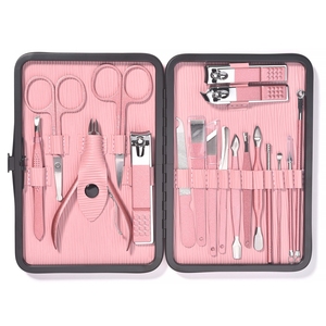 Ensemble de manucure et pédicure en acier inoxydable de 18 pièces, kit complet de coupe-ongles, kit de soin des ongles, coffret cadeau beauté pour la maison et le salon - Product Image 1
