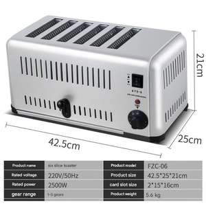 Tostadora Eléctrica Comercial para Pan, Tostadora Eléctrica Comercial <span class=keywords><strong>de</strong></span> 4 y 6 Rebanadas para Desayunos - Product Image 6
