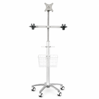 Chariot médical mobile pour bronchoscope et laryngoscope avec plaque de montage VESA, perche télescopique et panier à câbles