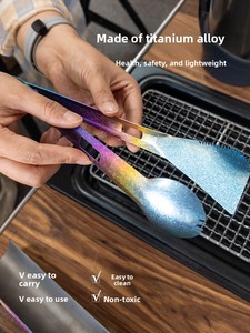 <span class=keywords><strong>Set</strong></span> di Posate in Titanio Puro Ecologico Moderno, Utensili da Campeggio, Pinze, Spatola, Forchetta, Cucchiaio, Ultra-leggero, Portatile, per Esterni, Logo Personalizzabile - Product Image 5