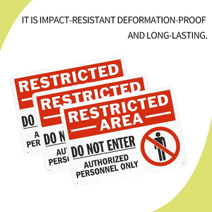 Señal de advertencia de alto rendimiento personalizable, materiales de aluminio de alta calidad, área <span class=keywords><strong>restringida</strong></span>, sin entrada permitida - Product Image 2
