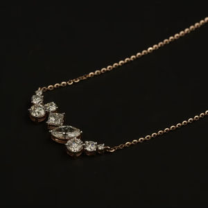 Collar chapado en oro con diamantes de corte Marquesa cultivado en laboratorio para mujer para boda y Aniversario - Product Image 3