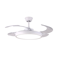 Ventilateur de plafond intelligent LED rétractable et invisible avec lames cachées de 42 pouces, lumière et télécommande