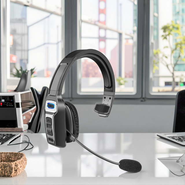 Trucker for 5.2 Over-Ear Headset ENC Noise Cancelling Mic IPX-2 Waterproof Type-C Connection for Call Center Office Use